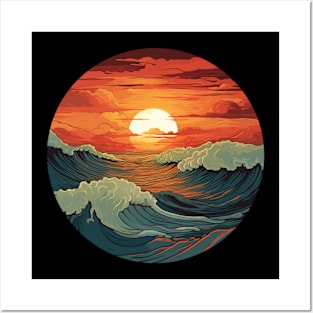 Sunset Vibe In The Ocean Posters and Art